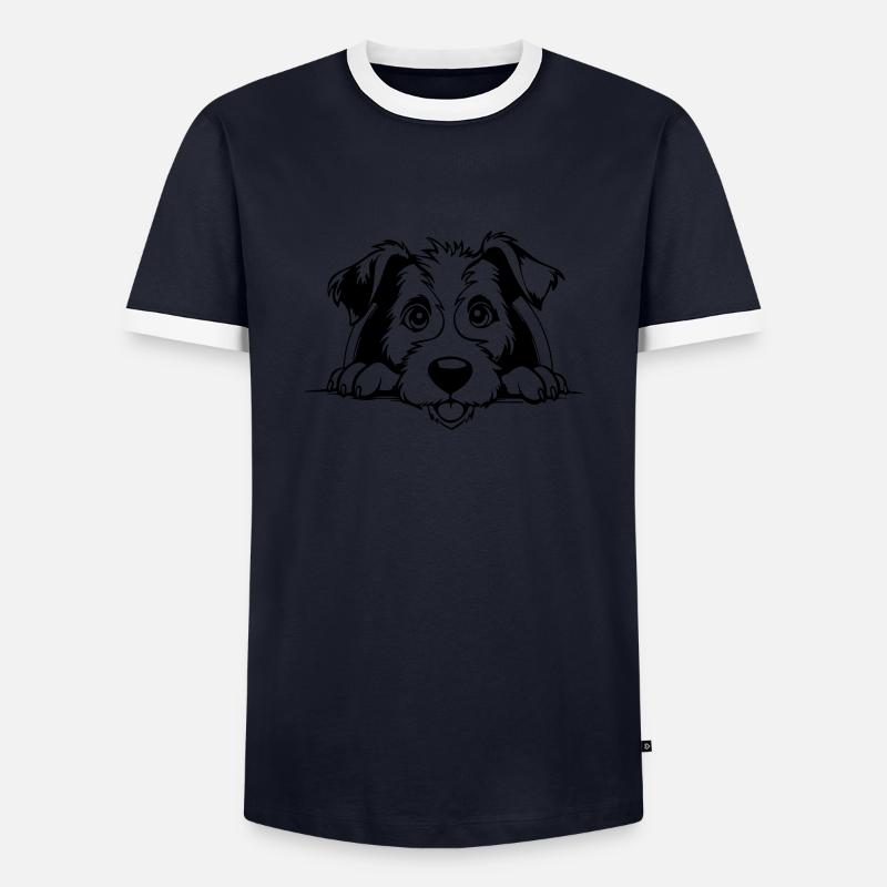 Fox Terrier - Männer Kontrast-T-Shirt - Navy/Weiß