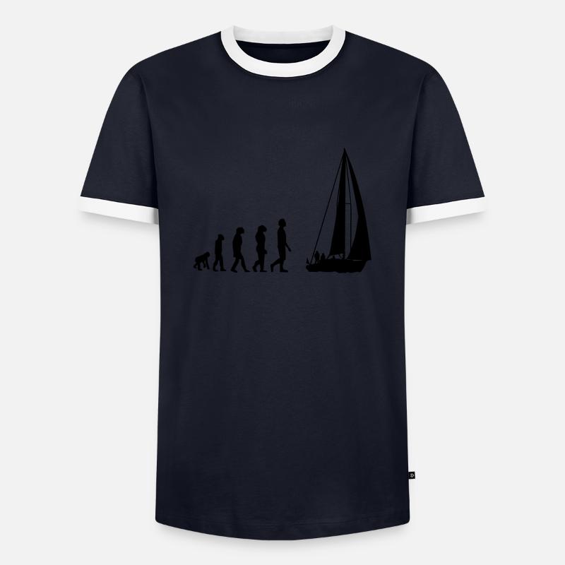 Evolution des Segelns - Männer Kontrast-T-Shirt - Navy/Weiß 