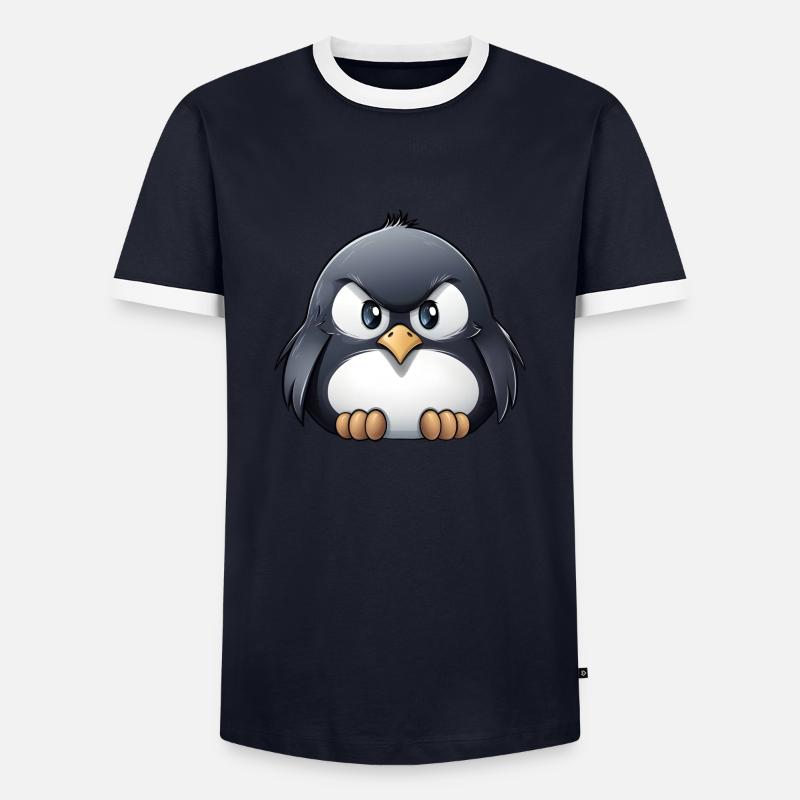 Grumpy Pinguin - Männer Kontrast-T-Shirt - Navy/Weiß 