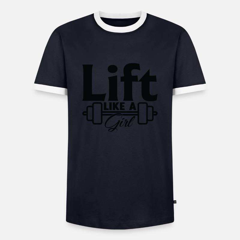 Heben wie ein Mädchen - Männer Kontrast-T-Shirt - Navy/Weiß