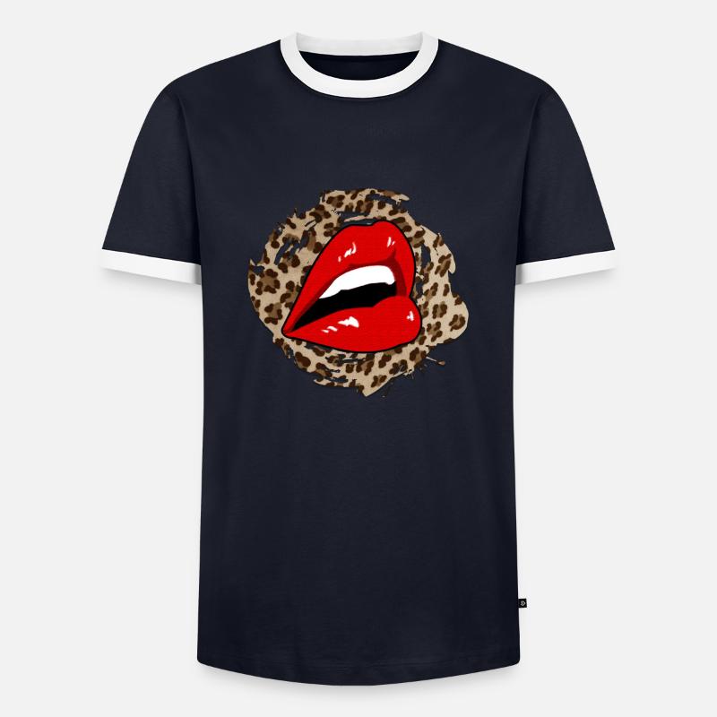 Leopard Lips - Men's Ringer Shirt - navy/white 