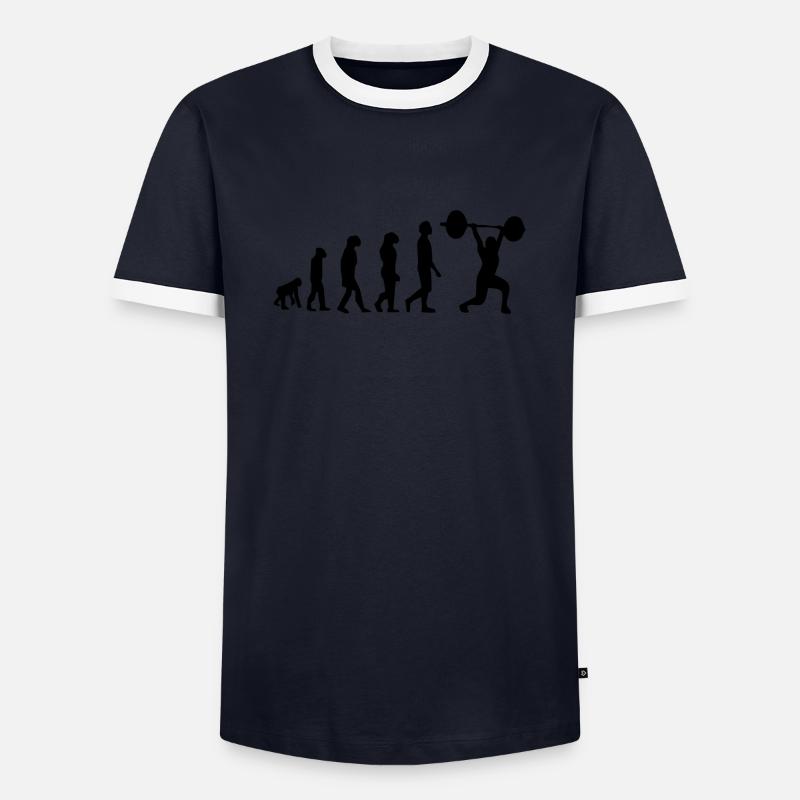 Weightlifting evolution - Men's Ringer Shirt - navy/white