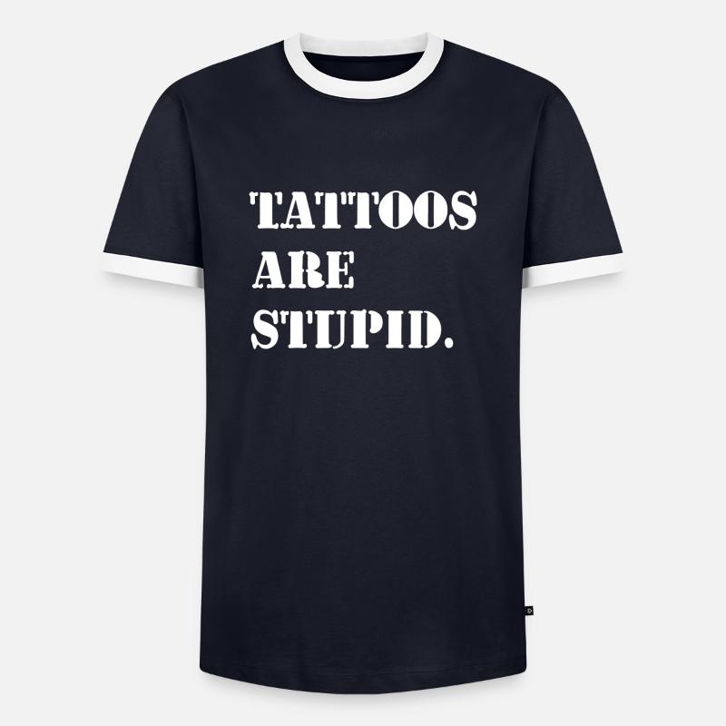 Tattoos sind dumm - Männer Kontrast-T-Shirt - Navy/Weiß 