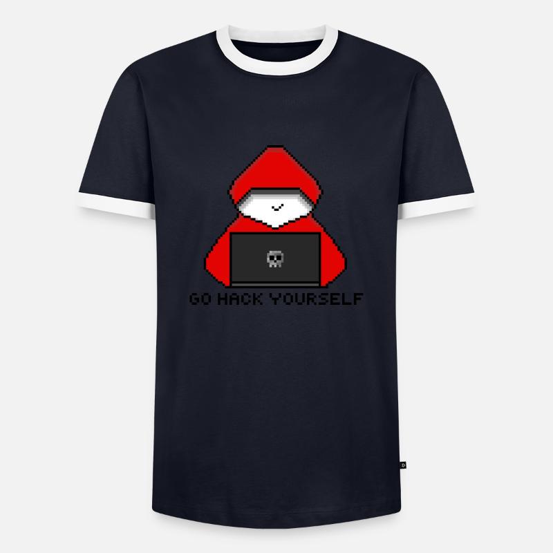 Go Hack Yourself Pixel Art - Männer Kontrast-T-Shirt - Navy/Weiß 