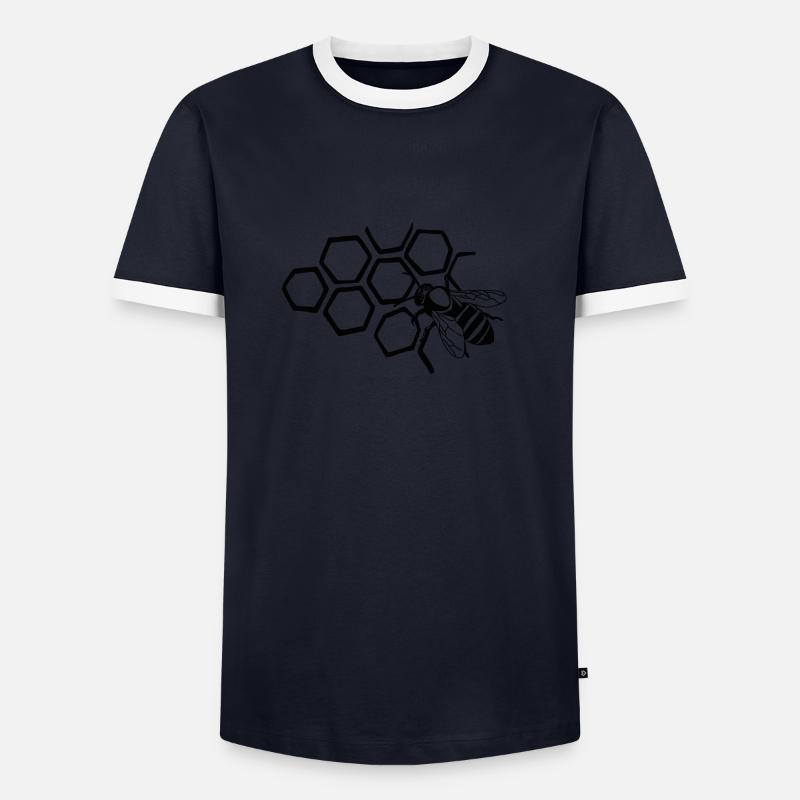 Bee - Men's Ringer Shirt - navy/white