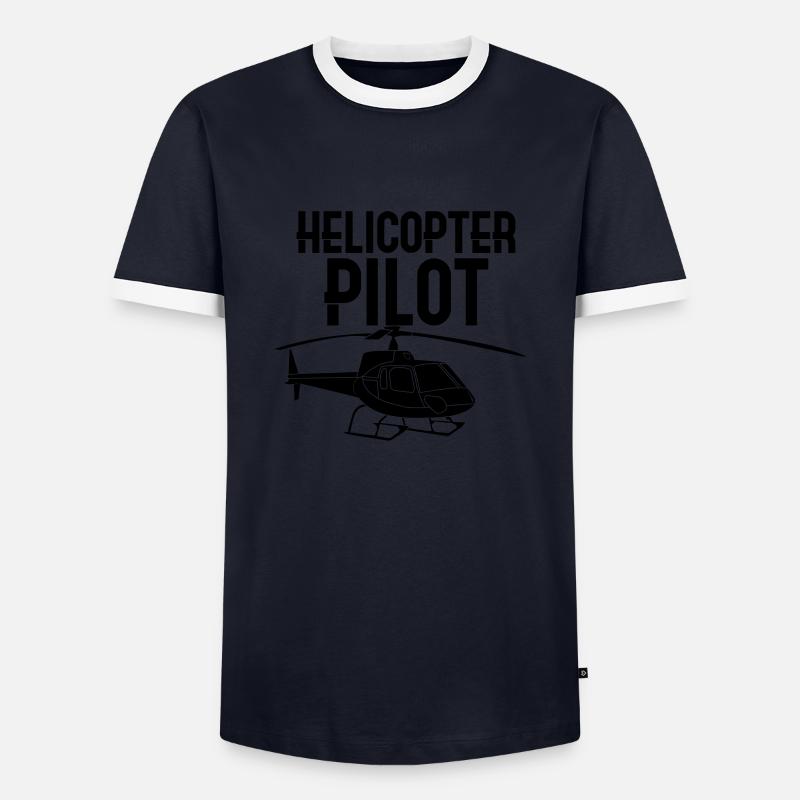 Helikopter Pilot - Männer Kontrast-T-Shirt - Navy/Weiß