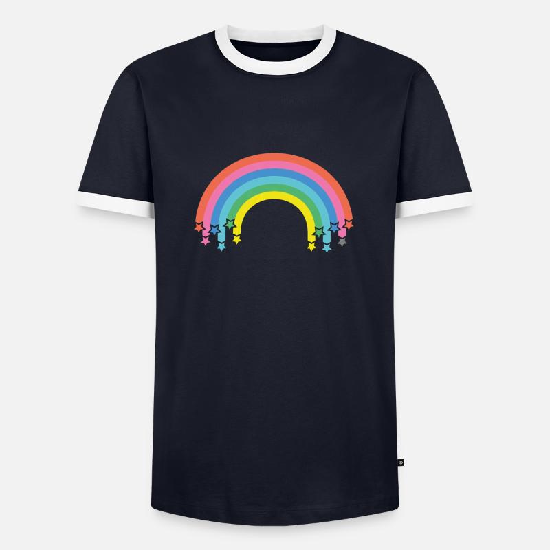 Rainbow with stars - Men's Ringer Shirt - navy/white