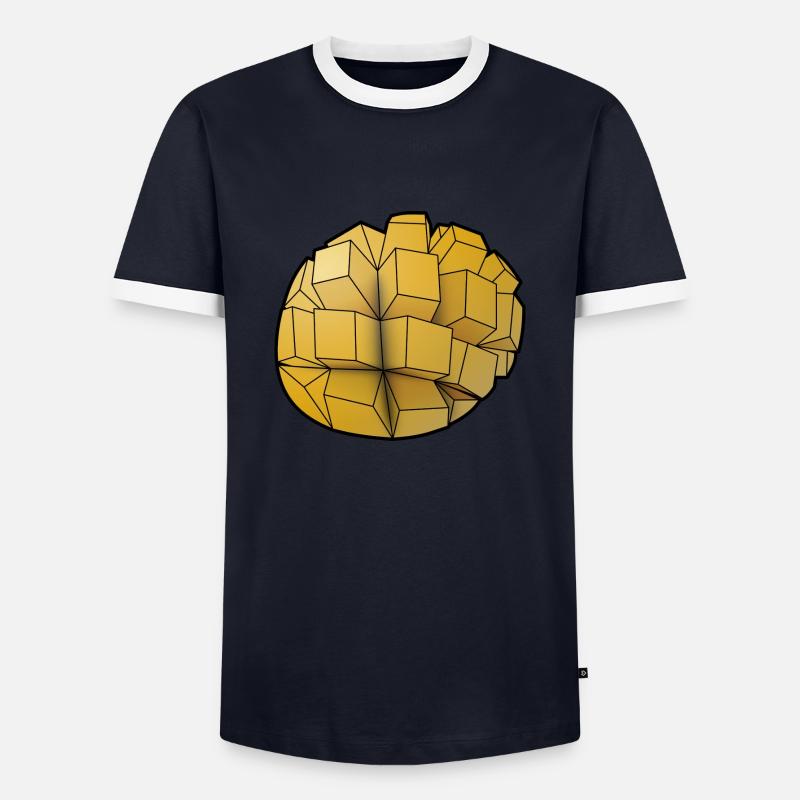 Mango - Männer Kontrast-T-Shirt - Navy/Weiß 