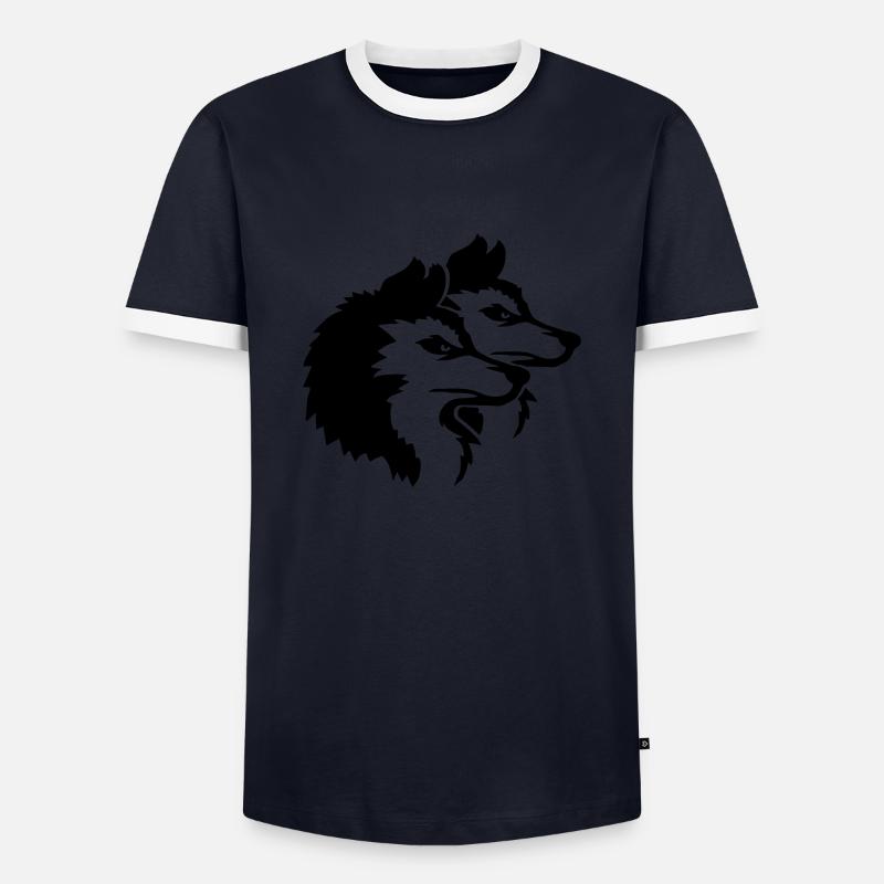 Alpha Wolf Pack Logo - Männer Kontrast-T-Shirt - Navy/Weiß 