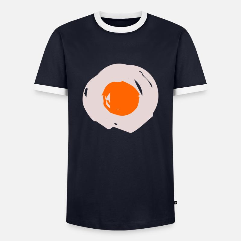 fried egg - Men's Ringer Shirt - navy/white