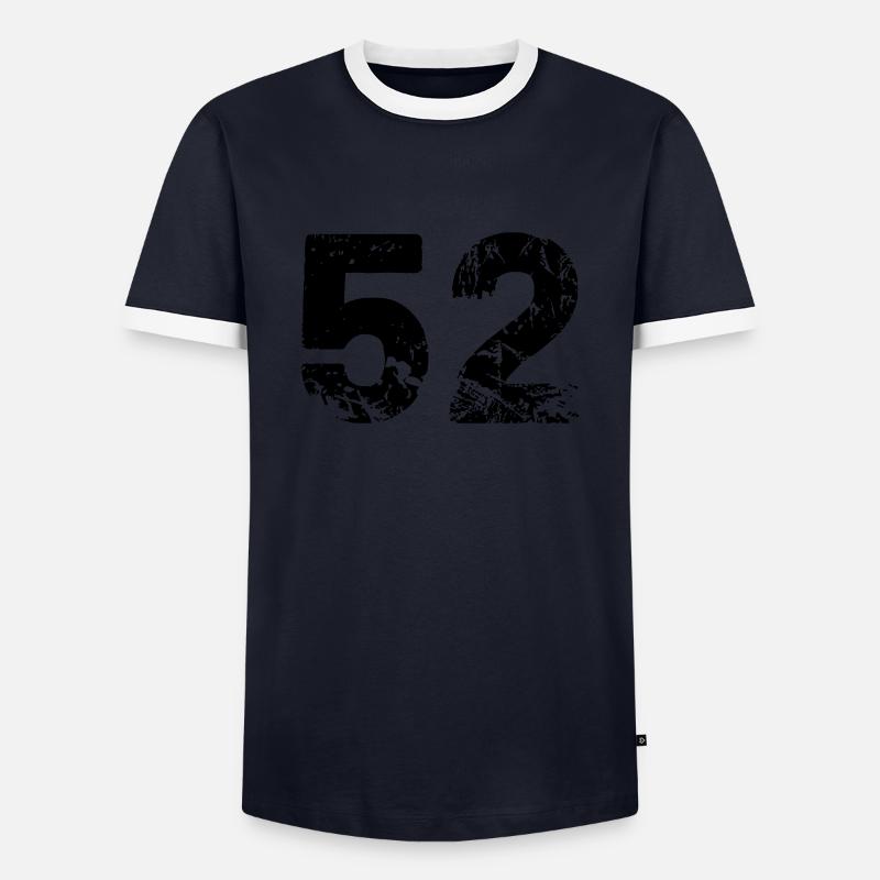 52 - Männer Kontrast-T-Shirt - Navy/Weiß 