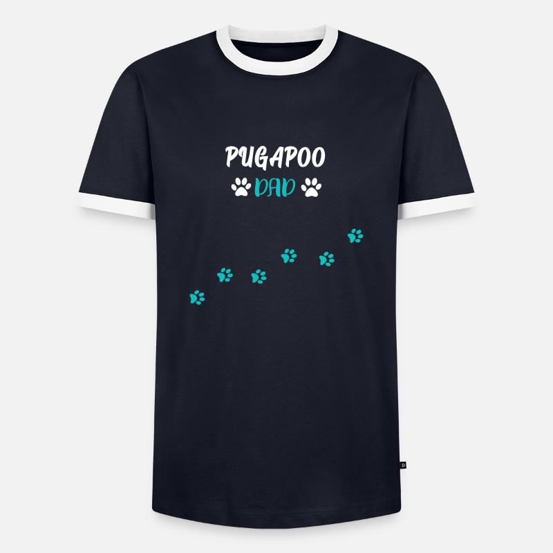 Pugapoo Dad - Pudel Mops Mix - Männer Kontrast-T-Shirt - Navy/Weiß 