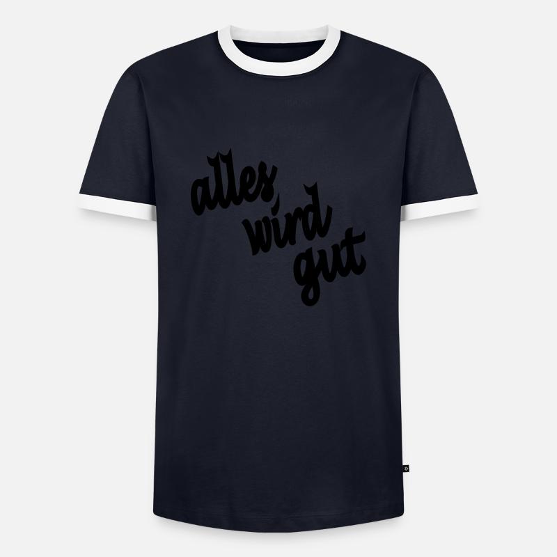 everything will be fine - Men's Ringer Shirt - navy/white 