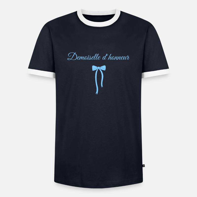 Blue Bow Bridesmaid - Men's Ringer Shirt - navy/white 