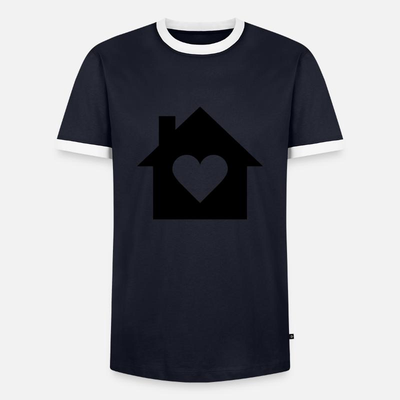 Zuhause - Männer Kontrast-T-Shirt - Navy/Weiß