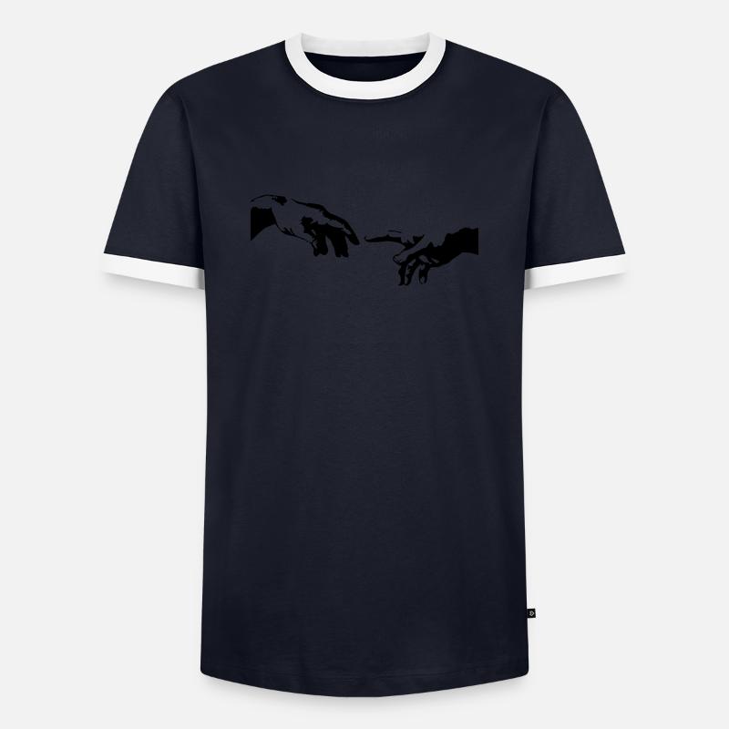 der Hand - Männer Kontrast-T-Shirt - Navy/Weiß