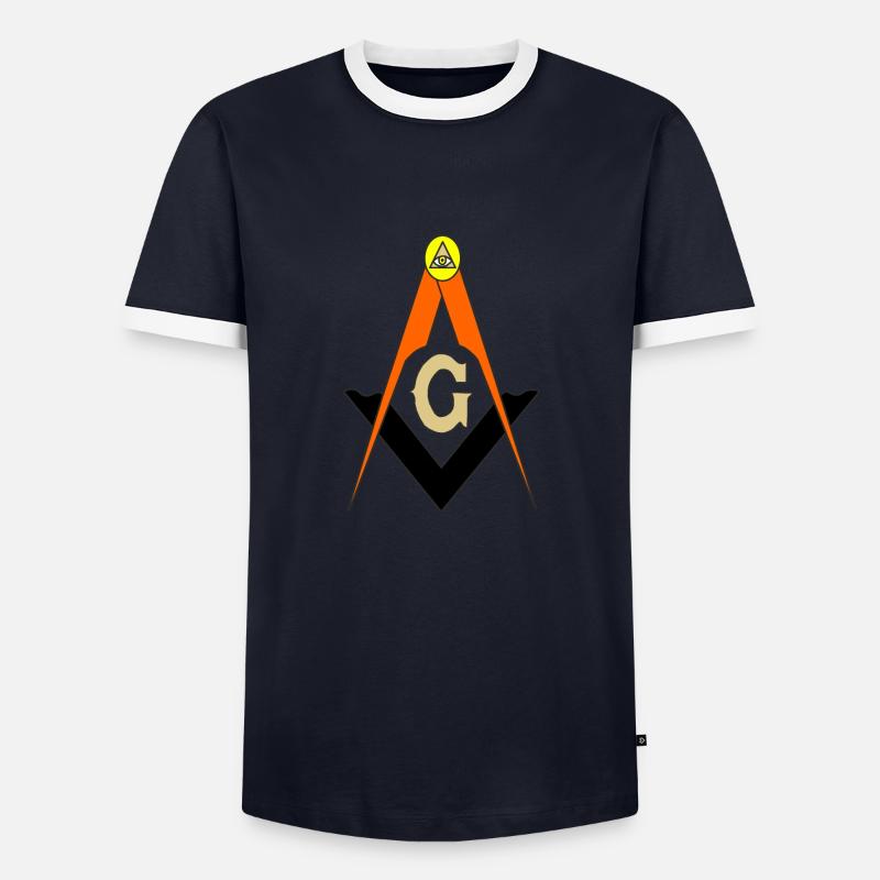 Freemason Compass - Men's Ringer Shirt - navy/white