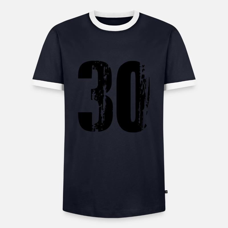30 - Nummer - Männer Kontrast-T-Shirt - Navy/Weiß 
