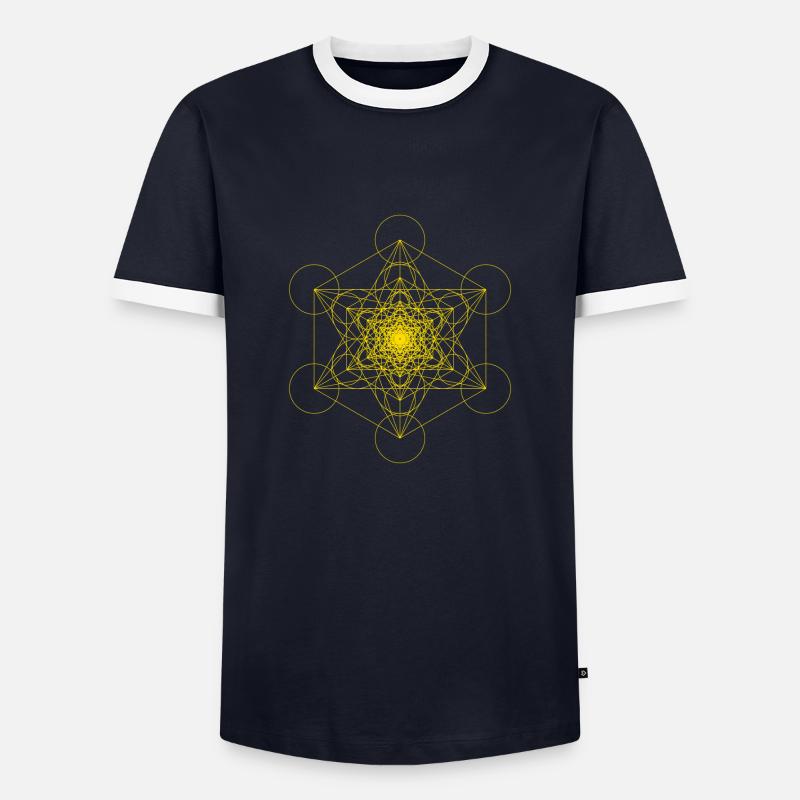 Phi Metatron's Cube - Men's Ringer Shirt - navy/white