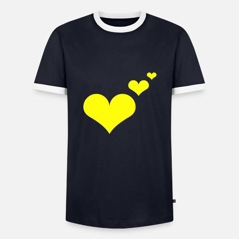 Herzen gelb Geschenkidee Geschenk Idee - Männer Kontrast-T-Shirt - Navy/Weiß 
