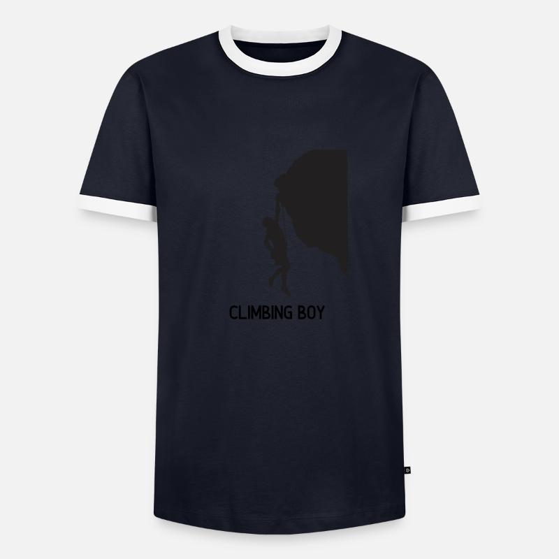 Climbing boy climber bouldering - Men's Ringer Shirt - navy/white 