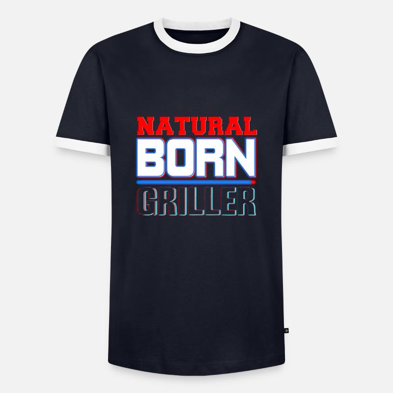 BBQ - Men's Ringer Shirt - navy/white 
