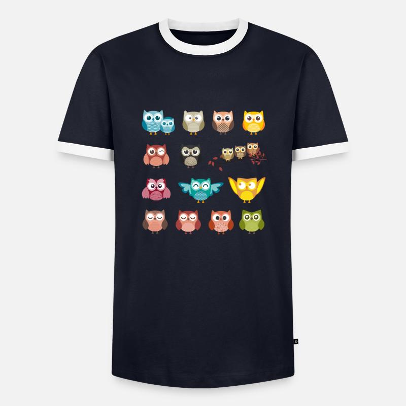 Eule - Männer Kontrast-T-Shirt - Navy/Weiß