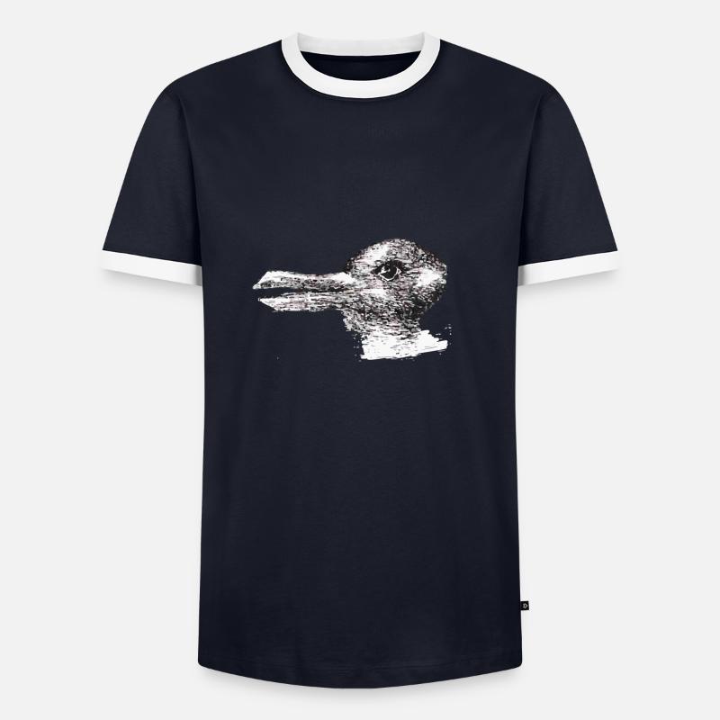 ente oder hase - Männer Kontrast-T-Shirt - Navy/Weiß
