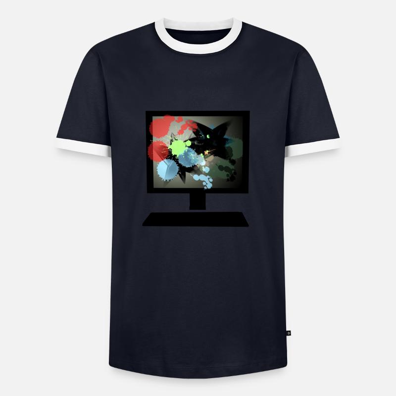 bunter Pc - Männer Kontrast-T-Shirt - Navy/Weiß