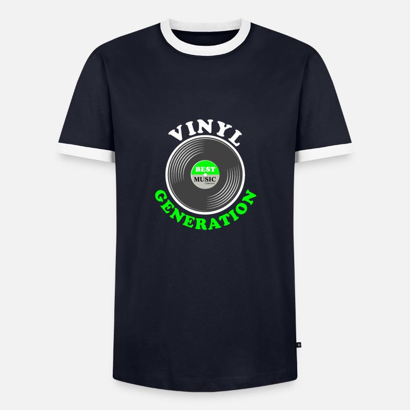 Vinyl Generation - Männer Kontrast-T-Shirt - Navy/Weiß 