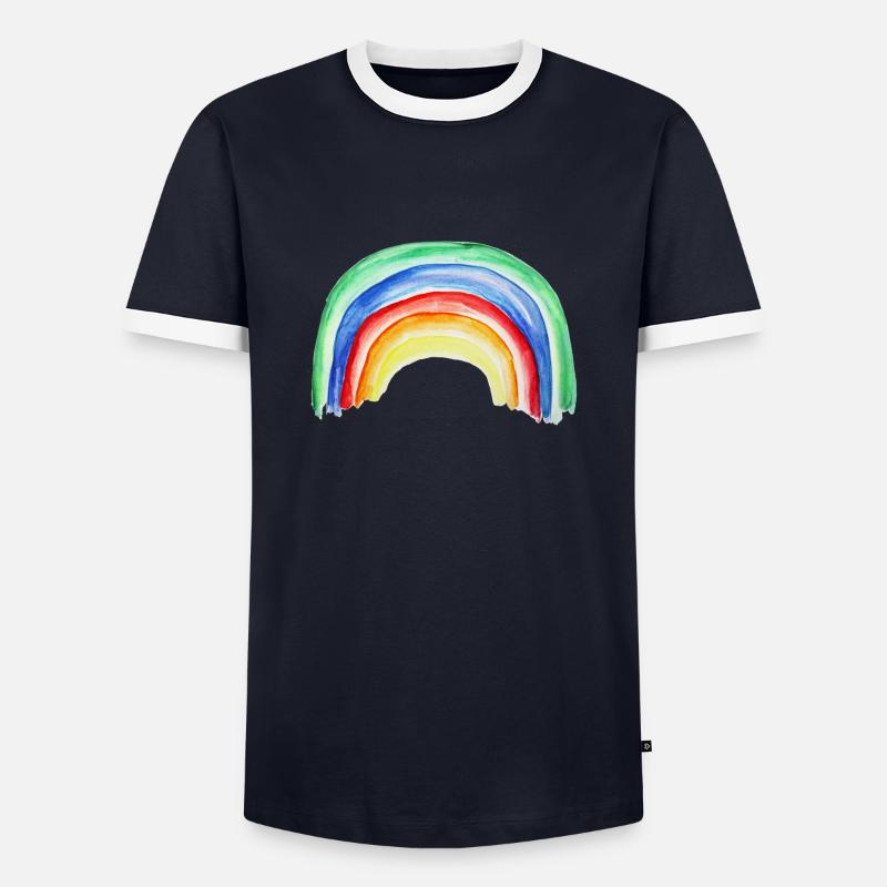 rainbow regenbogen - Männer Kontrast-T-Shirt - Navy/Weiß 