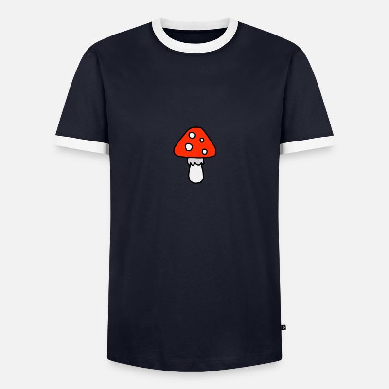 Glücks -oder Fliegenpilz - Männer Kontrast-T-Shirt - Navy/Weiß