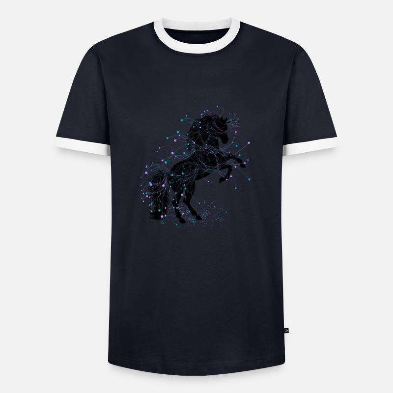 Unicorn - Men's Ringer Shirt - navy/white