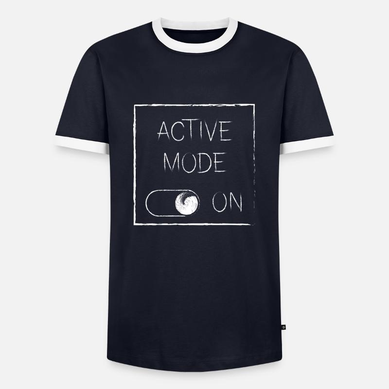 Active Mode On | white - Men's Ringer Shirt - navy/white 