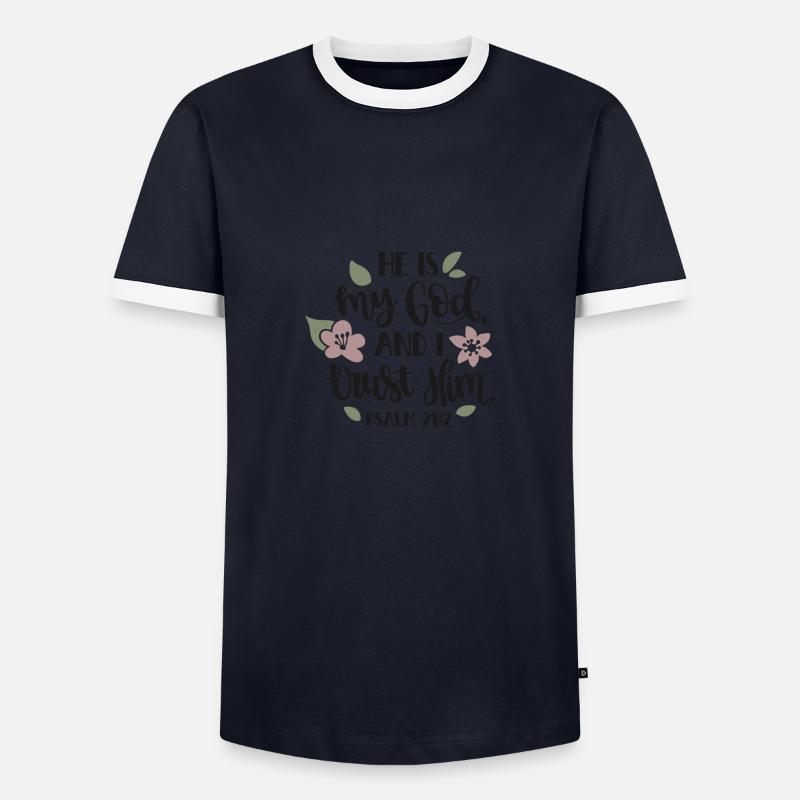 Psalm 91 2 7535 - Männer Kontrast-T-Shirt - Navy/Weiß 