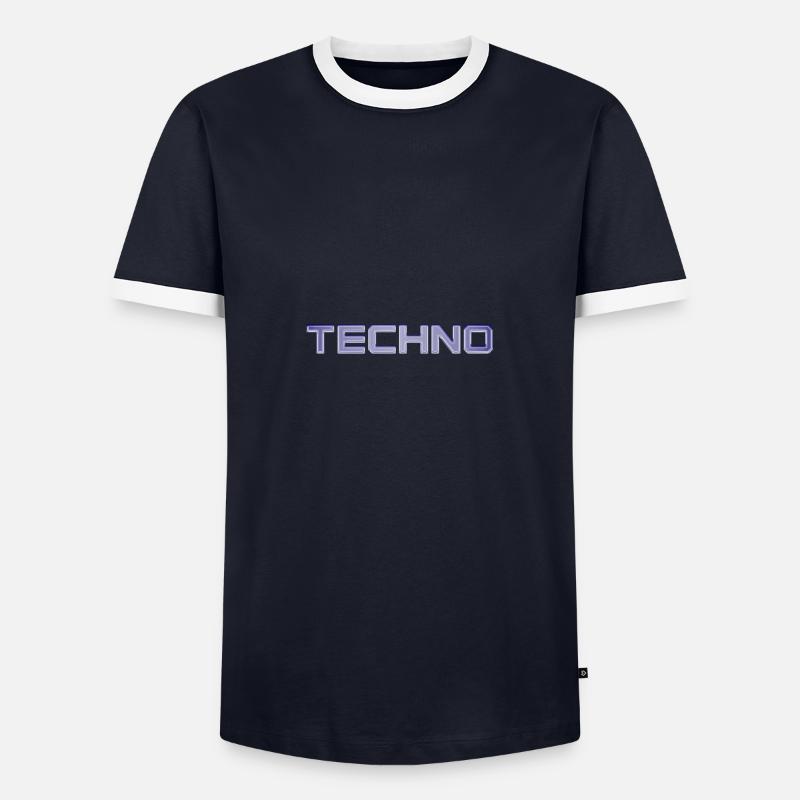 Techno - Männer Kontrast-T-Shirt - Navy/Weiß
