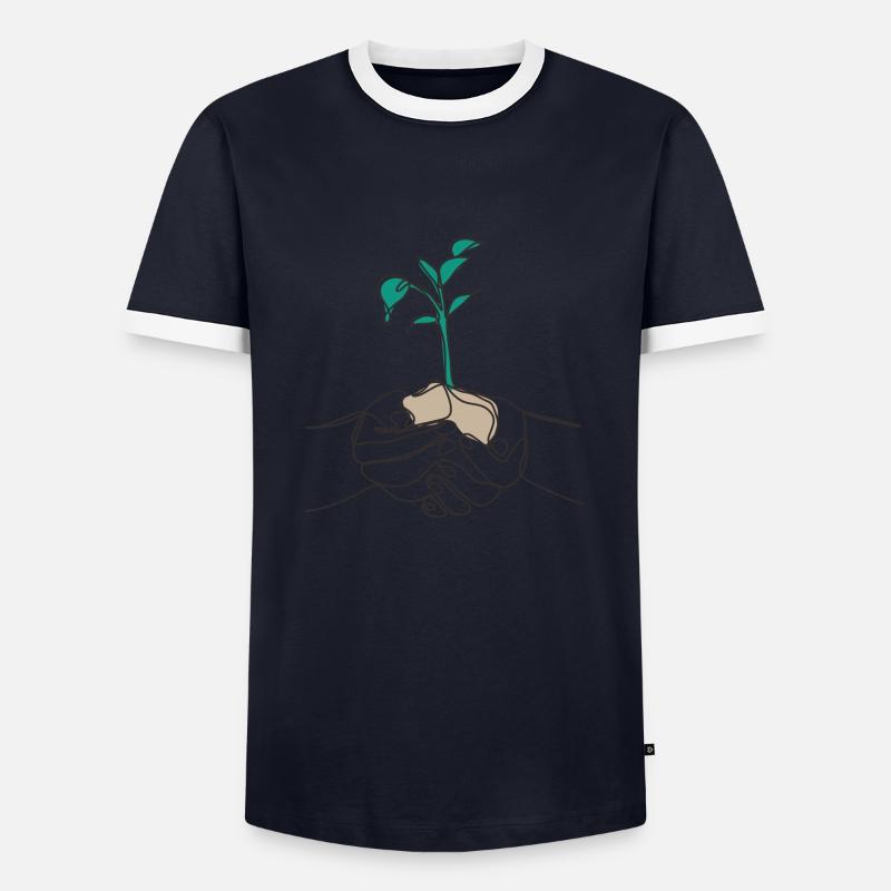 One Line Leaf black - Men's Ringer Shirt - navy/white