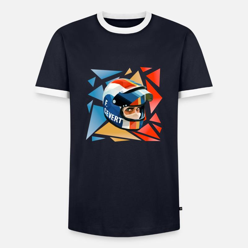 Francois Cevert Helm - Männer Kontrast-T-Shirt - Navy/Weiß