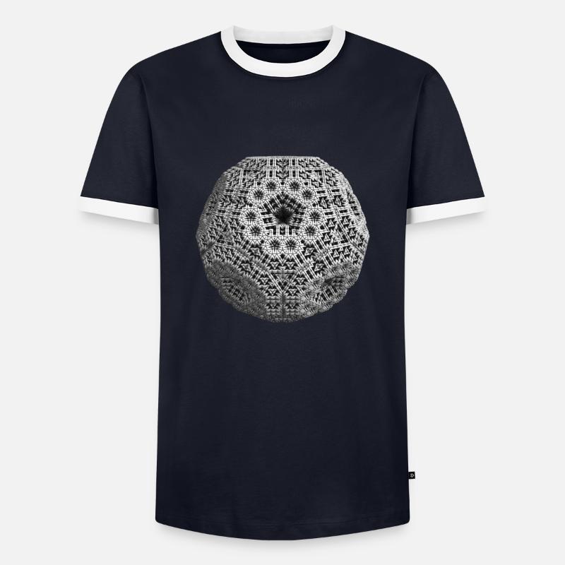 Fractal 3D dodécaèdre cool - T-shirt contrasté Homme - marine/blanc 