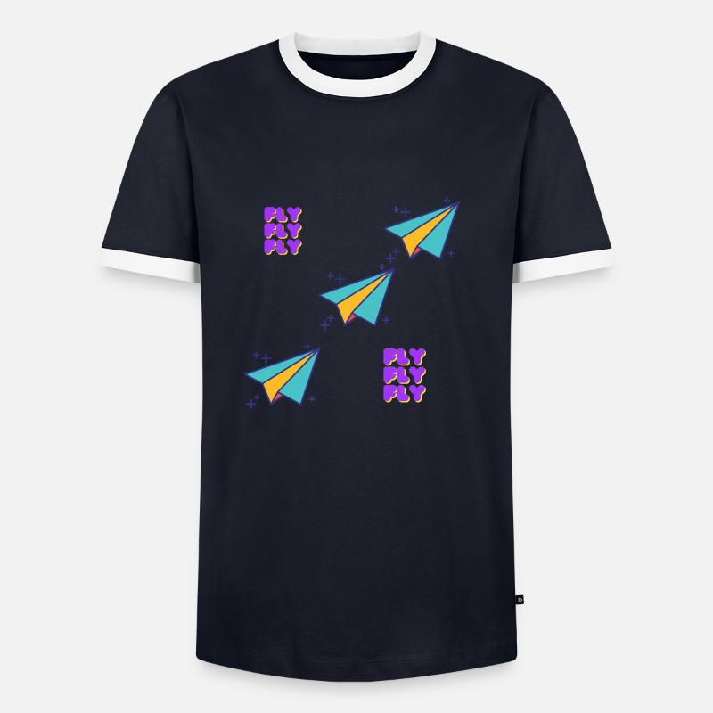FLIEGE, FLIEGE, FLIEGE - Männer Kontrast-T-Shirt - Navy/Weiß 