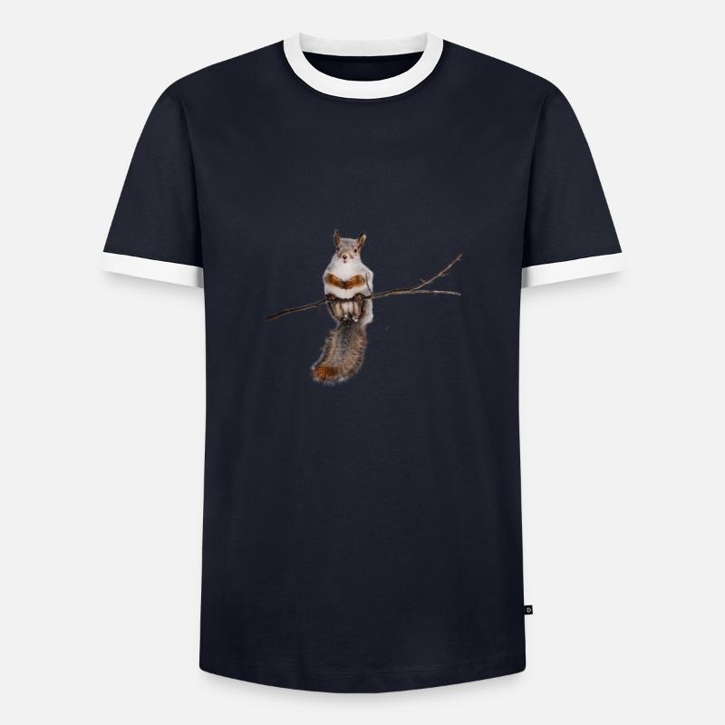 squirrel - Eichhörnchen - Männer Kontrast-T-Shirt - Navy/Weiß 