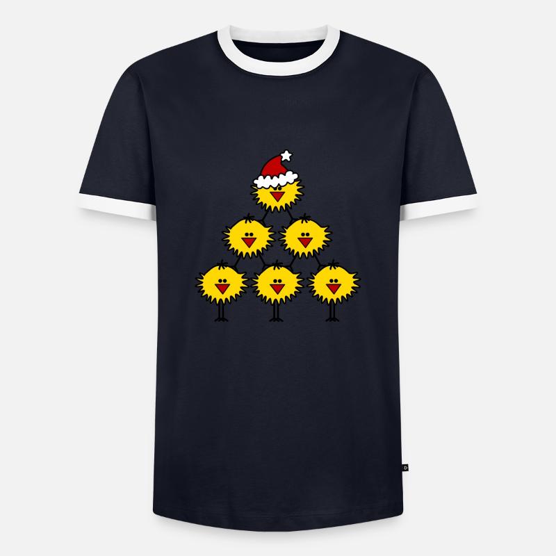 Weihnachtsküken - Männer Kontrast-T-Shirt - Navy/Weiß 