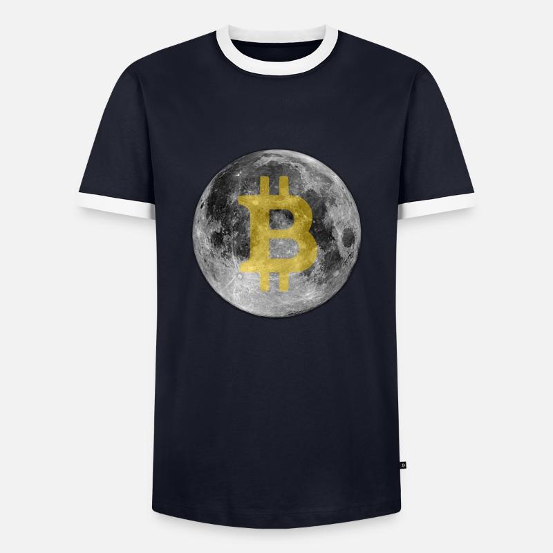 Bitcoin Moon - Men's Ringer Shirt - navy/white 