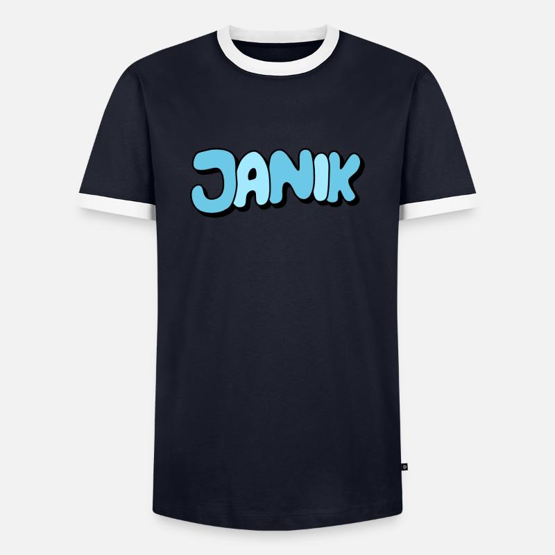 Janik - Männer Kontrast-T-Shirt - Navy/Weiß 