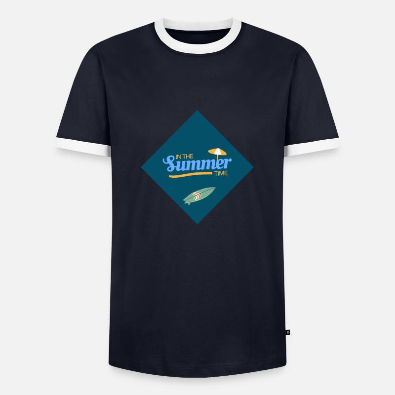 Finally summer! - Men's Ringer Shirt - navy/white 