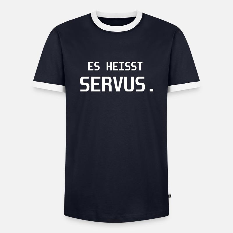 Es Heisst servus - Männer Kontrast-T-Shirt - Navy/Weiß