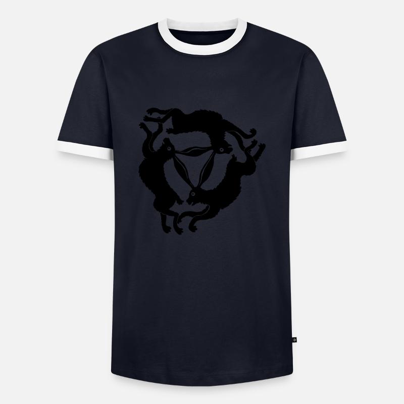 Drei Hasen - Männer Kontrast-T-Shirt - Navy/Weiß 