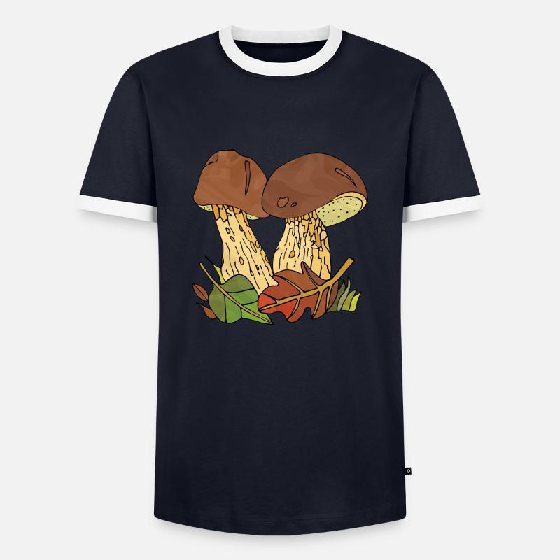 Pilze - Männer Kontrast-T-Shirt - Navy/Weiß 