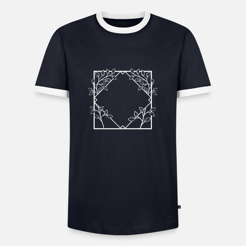 White Square Frame Ornaments - Men's Ringer Shirt - navy/white