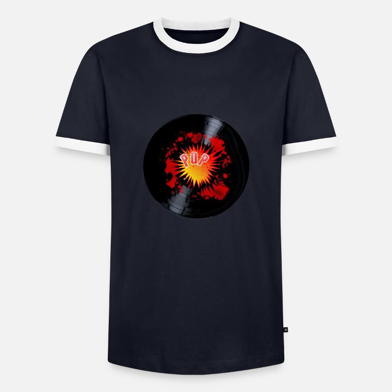 Exploding Pop Music Long Playing Record - T-shirt contrasté Homme - marine/blanc 